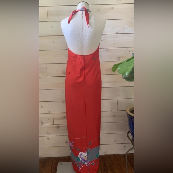 VTG 1970s NWT Deadstock Sand Pebble Hawaii Floral Maxi Wrap Sarong Dress Red - Picture 3 of 8